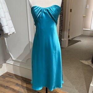 Monique Lhuillier Strapless Turquoise Dress SZ 8